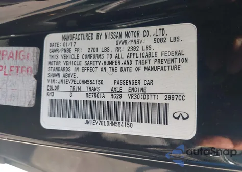 2017 Infiniti Q60 3.0T Premium from USA, damaged, VIN JN1EV7EL0HM554150